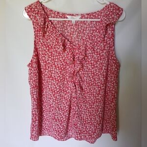 LC Lauren Conrad Red Floral Tank Top